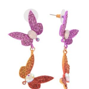 Betsey Johnson Purple and Orange Butterfly Earrings